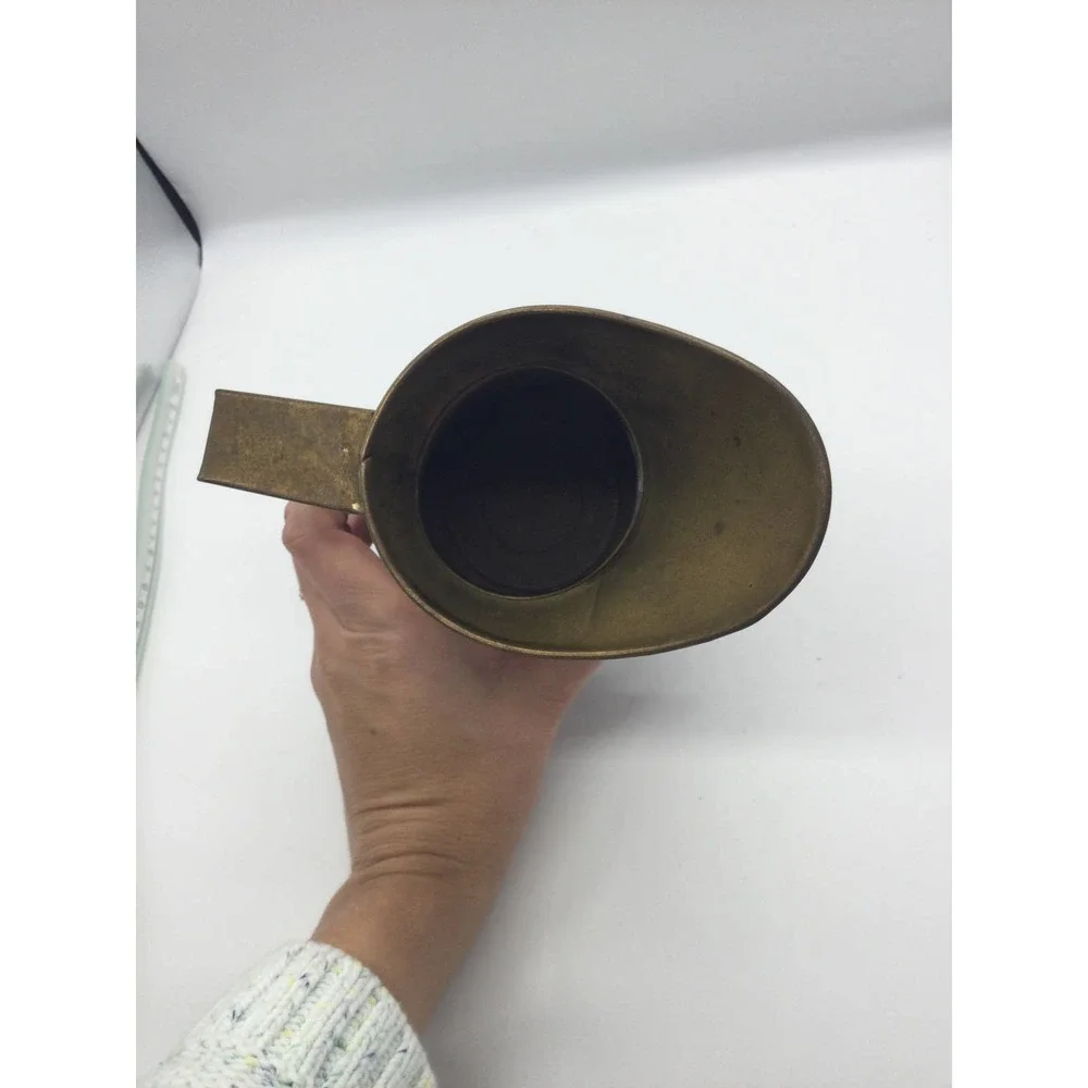 Vintage 8” brass pitcher windmill England dog‎ sailboat chicken street country